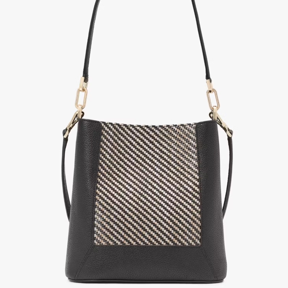 Kate Spade Knott Woven Leather Black and Cream Shoulder Bag - Picture 5 of 11